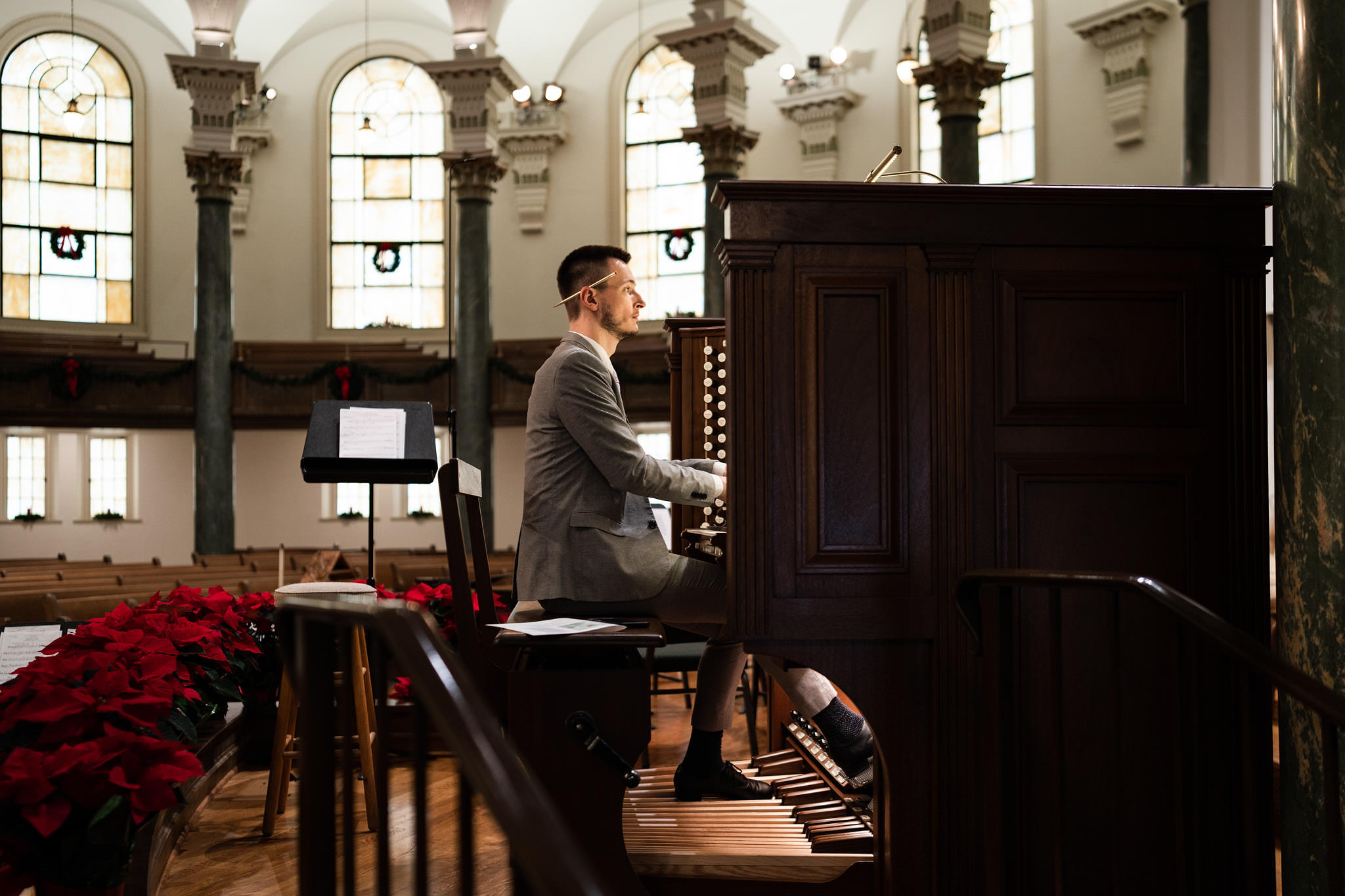 shot of Jake Hill playing the piano.